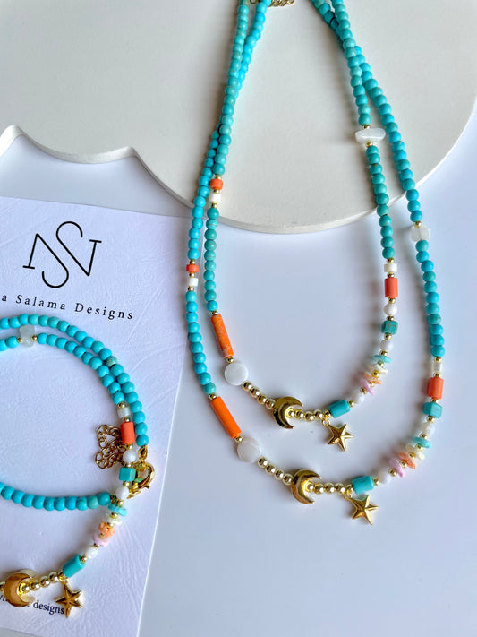 Turquoise Crescent Star